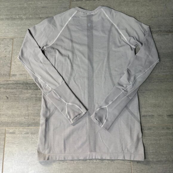 Lululemon Striped Swiftly Tech 2.0 Long Sleeve Shirt White Gray Size 8 - Picture 6 of 9